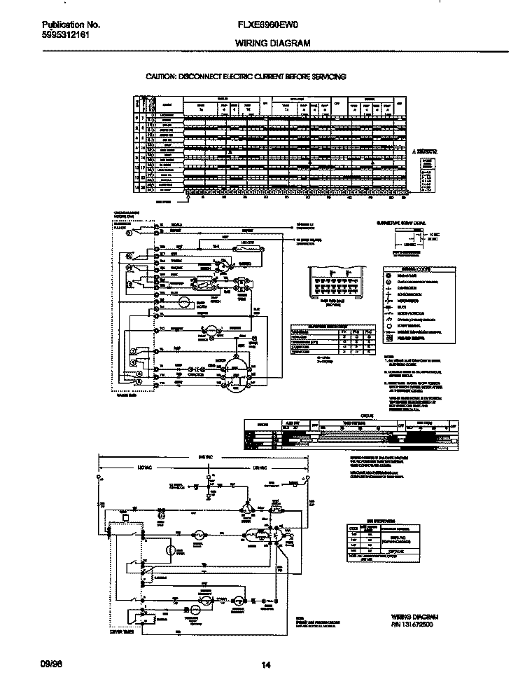 131672500 WIRING DIAGRAM Diagram and Parts List for FLXE6960EW0  Frigidaire Washer Dryer Combo