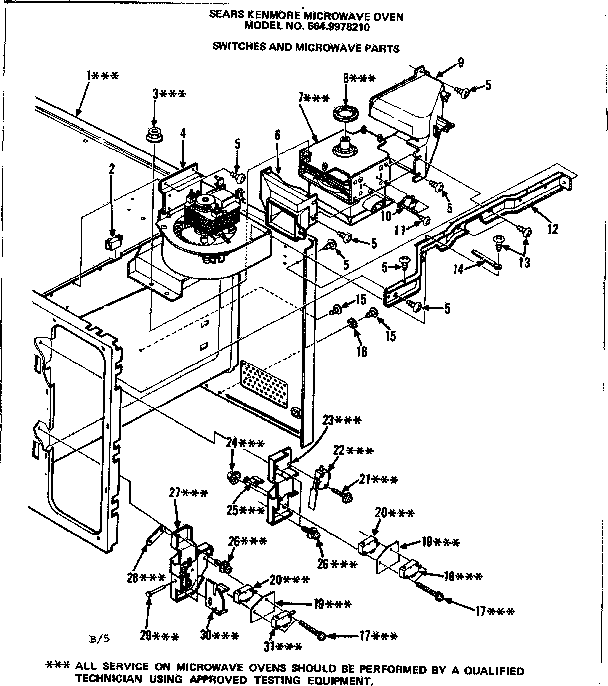 Switches And Microwave Parts Diagram and Parts List for 5649978210  Kenmore Microwave