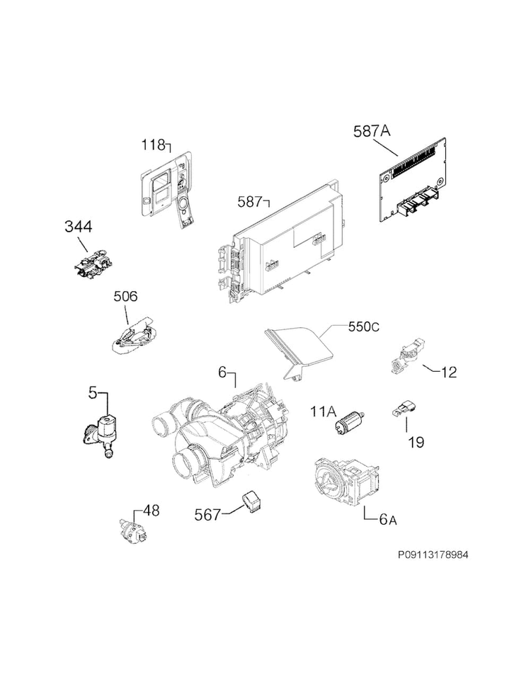 Electrical Parts Diagram and Parts List for FPID2495QF0A  Frigidaire Dishwasher