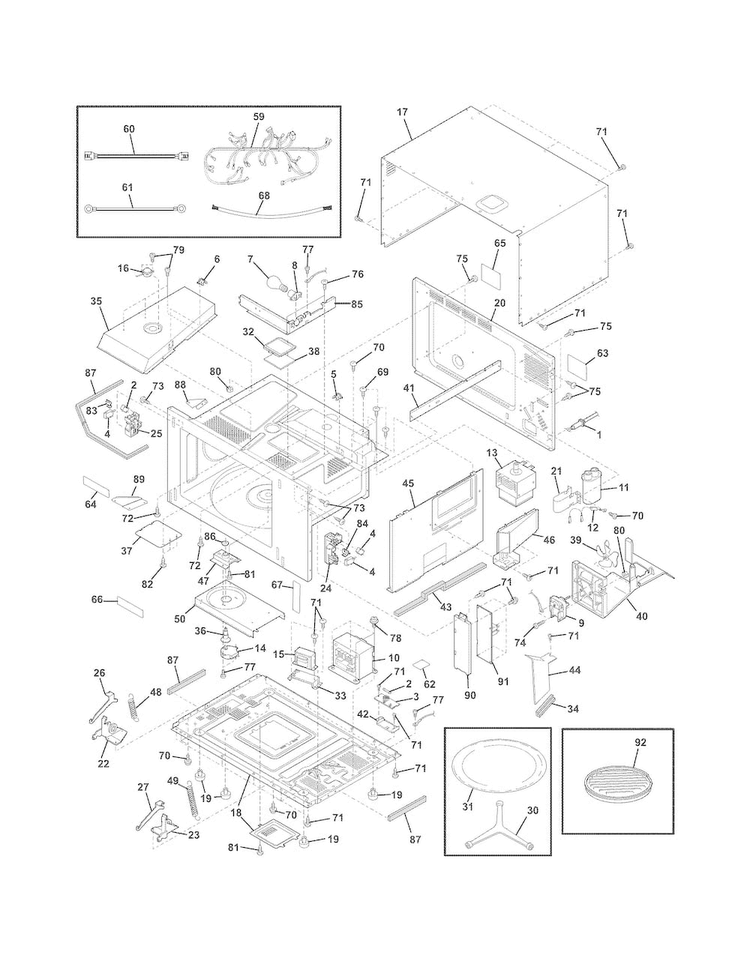 Microwave Diagram and Parts List for EW30MC65JS3  Electrolux Microwave Oven Combo
