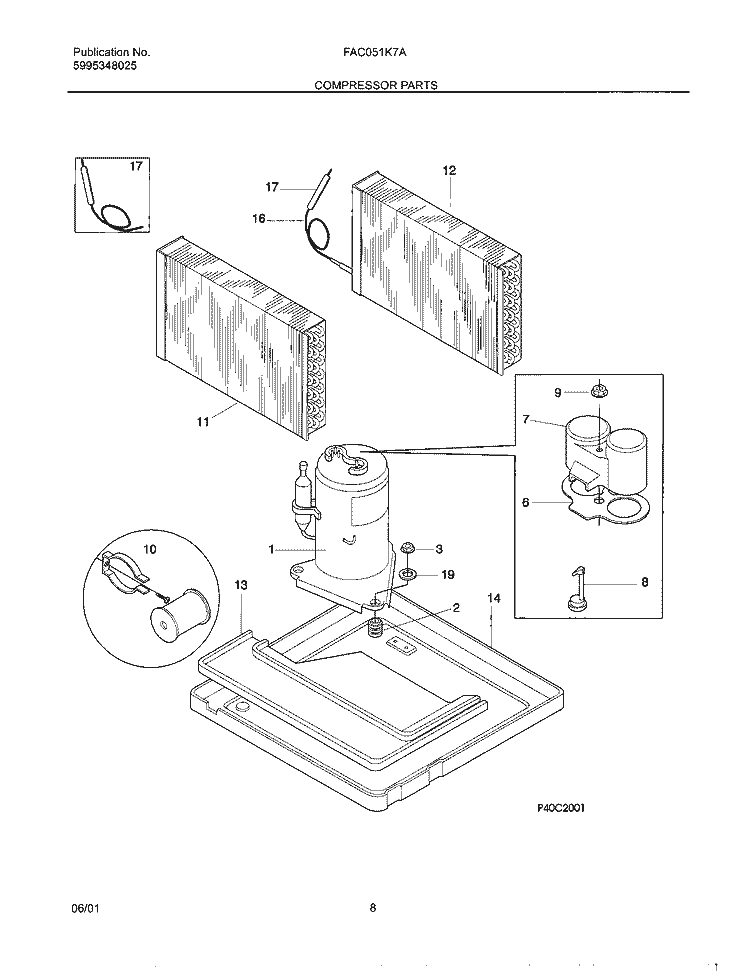 COMPRESSOR Diagram and Parts List for FAC051K7A2  Frigidaire Air Conditioner