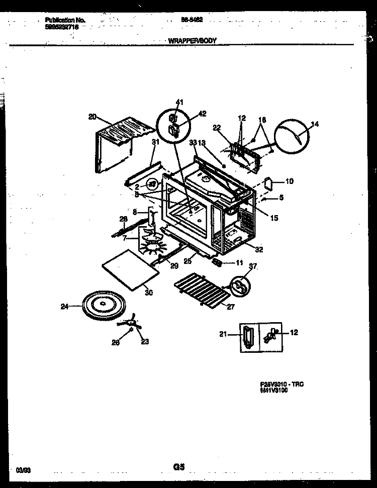 WRAPPER AND BODY PARTS Diagram and Parts List for 56-9532-10-03  Tappan Microwave