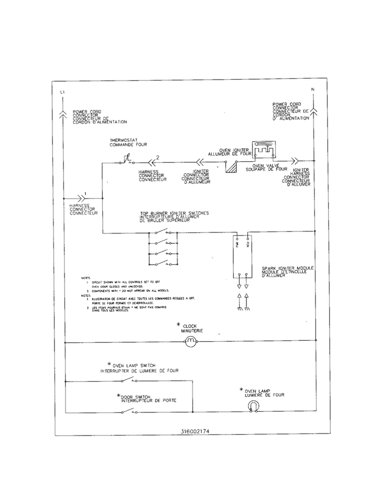 Wiring Diagram Diagram and Parts List for FGFB33WHSB  Frigidaire Range