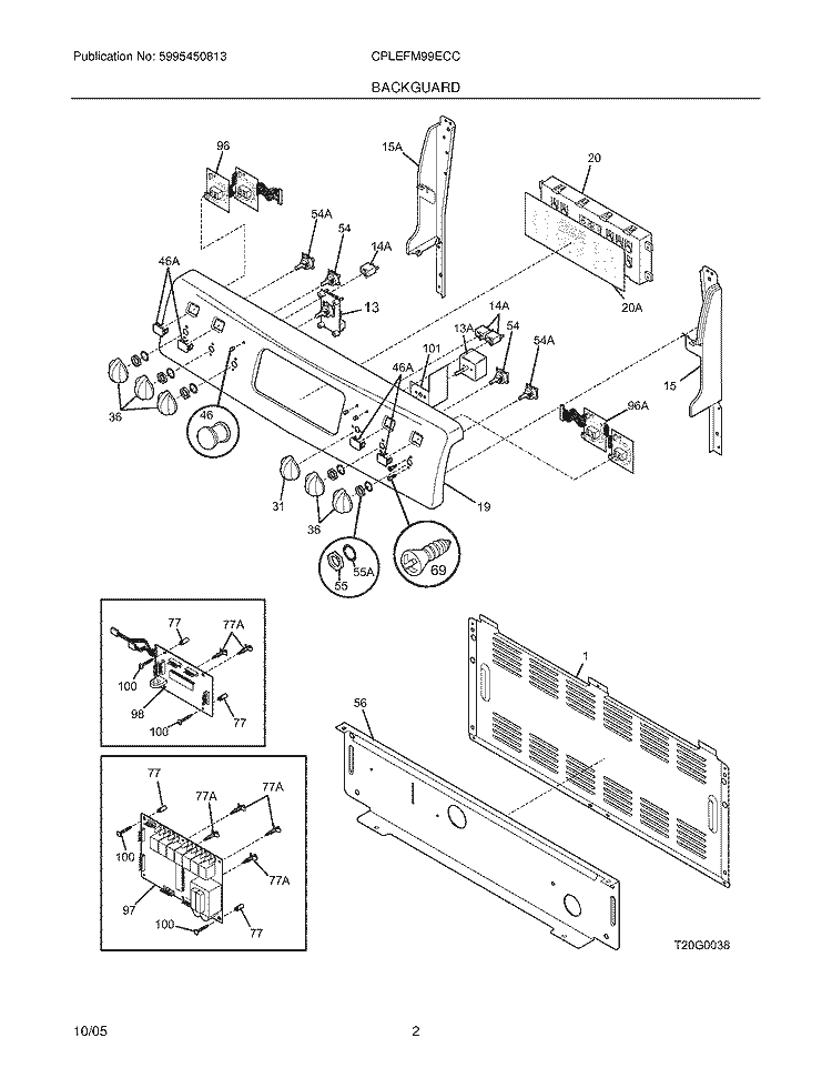 BACKGUARD Diagram and Parts List for CPLEFM99ECC  Frigidaire Range