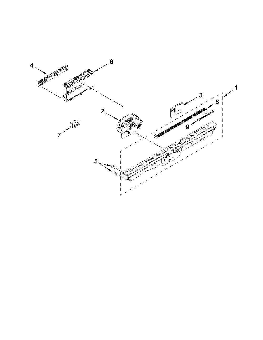 Control Panel And Latch Diagram and Parts List for 66513963K017  Kenmore Dishwasher