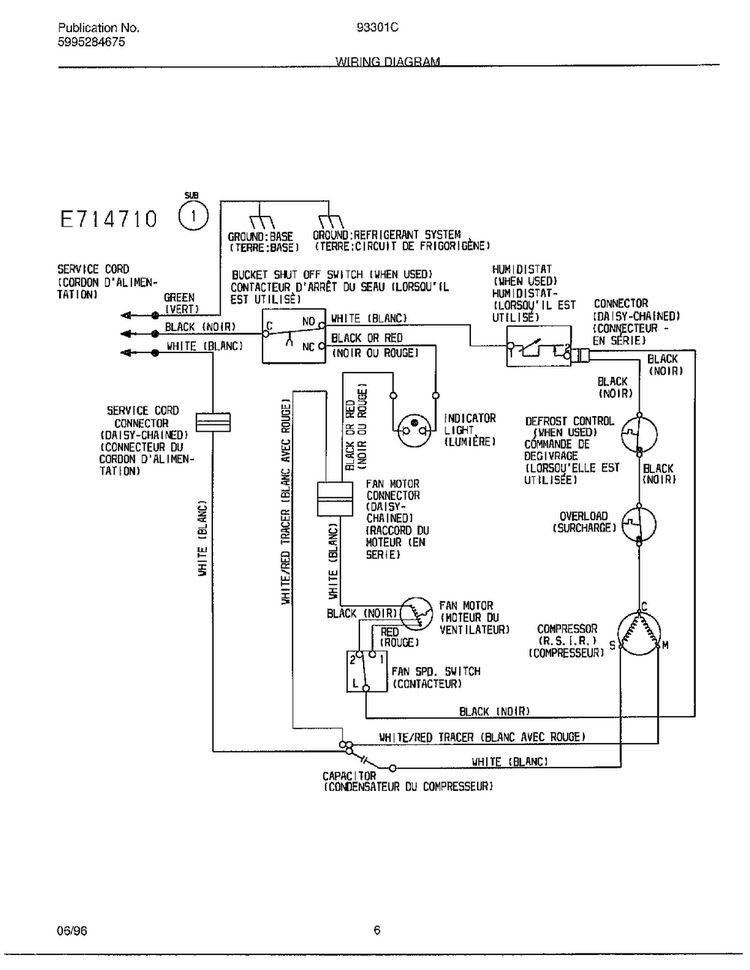 Wiring Diagram Diagram and Parts List for 93301C  Frigidaire Dehumidifier