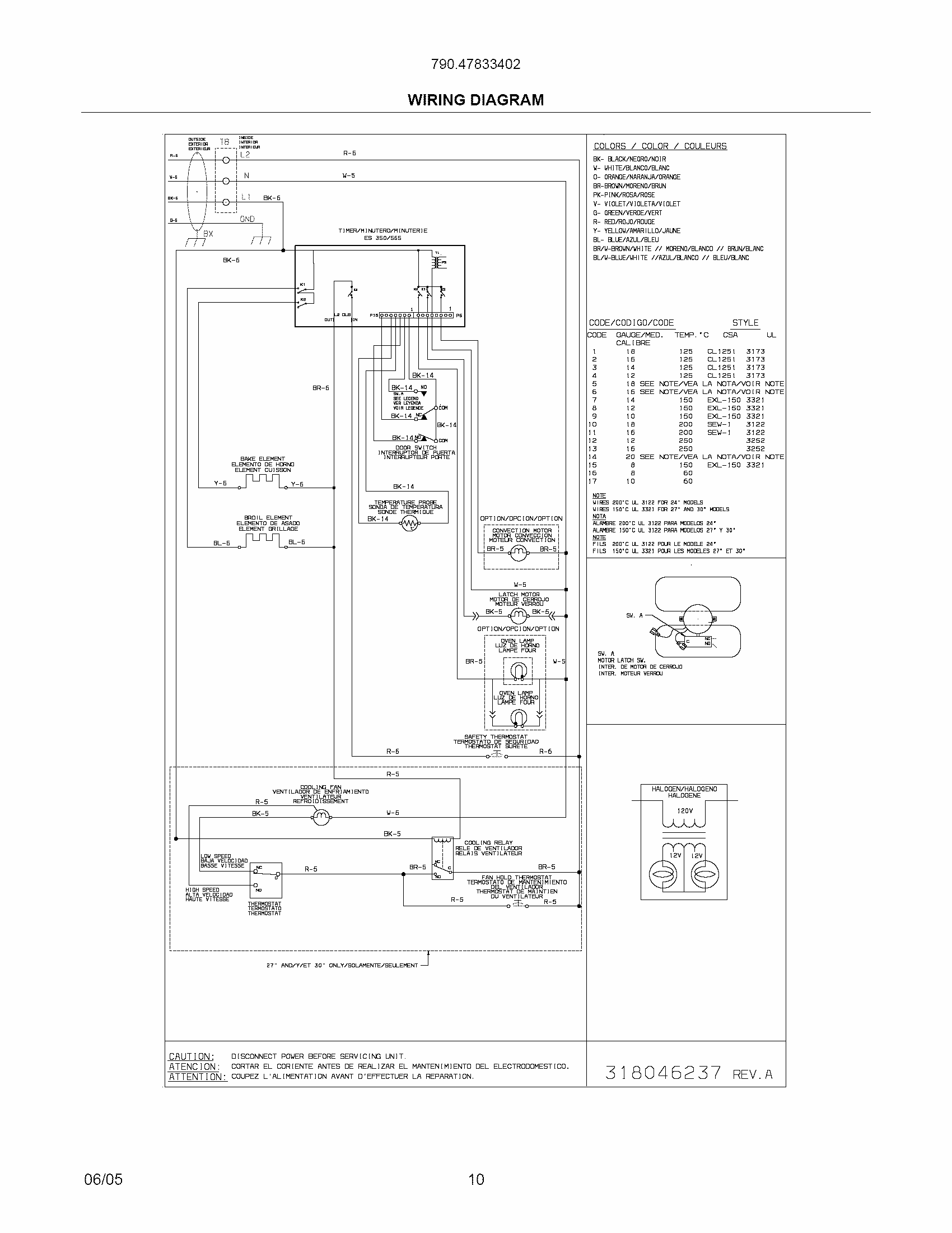 Wiring Diagram Diagram and Parts List for 79047833402  Kenmore Wall Oven