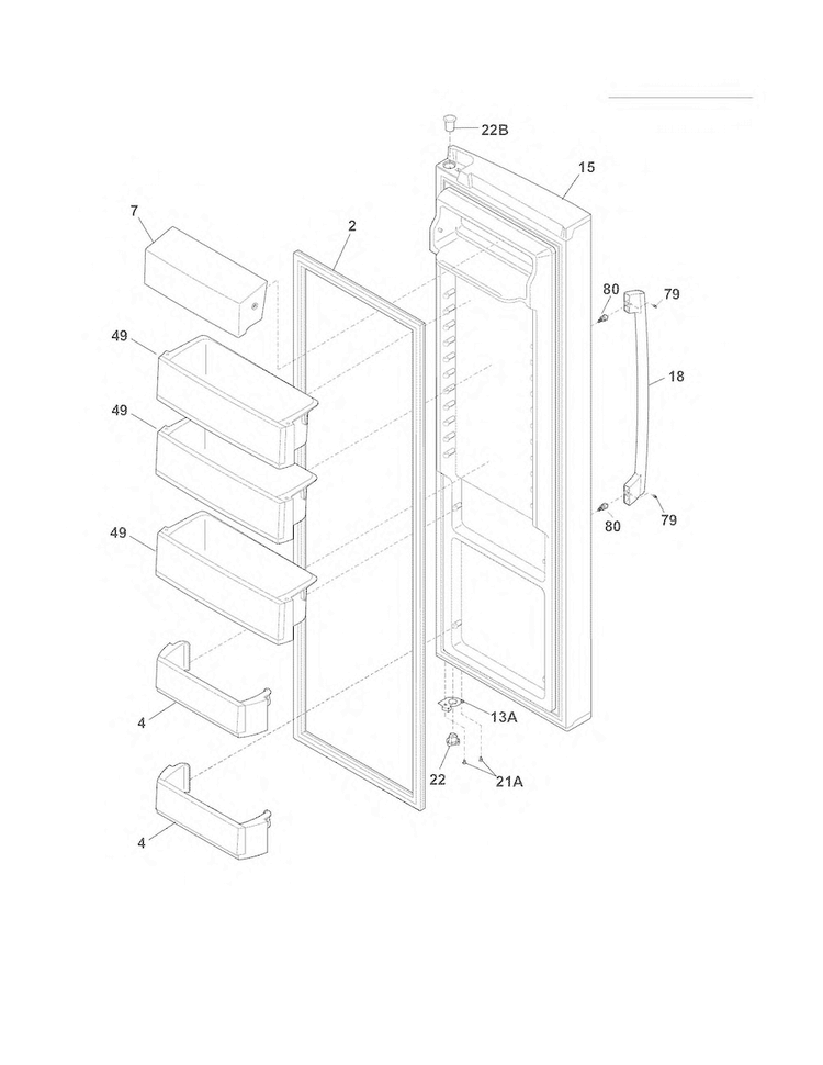 Refrigerator Door Diagram and Parts List for EI26SS30JS3  Electrolux Refrigerator