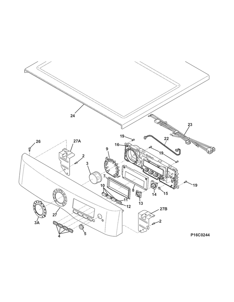 Controls Diagram and Parts List for EWMED7CJIW4  Electrolux Dryer
