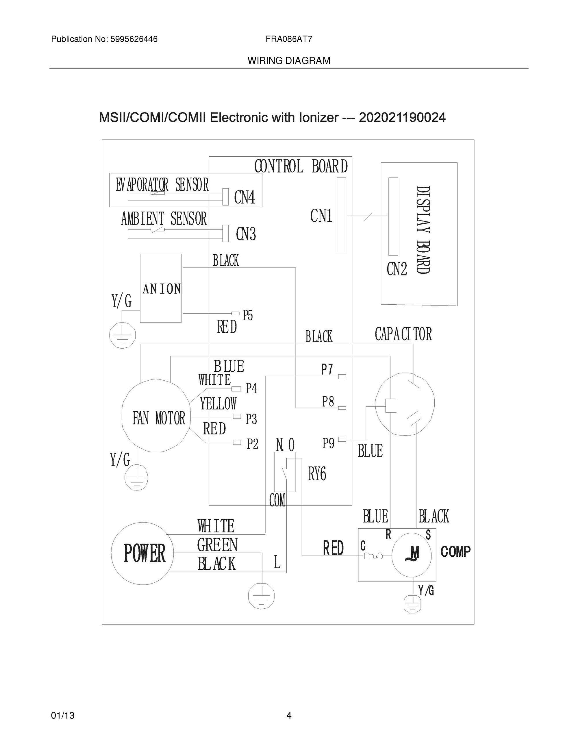 04 - WIRING DIAGRAM Diagram and Parts List for FRA086AT715  Frigidaire Air Conditioner