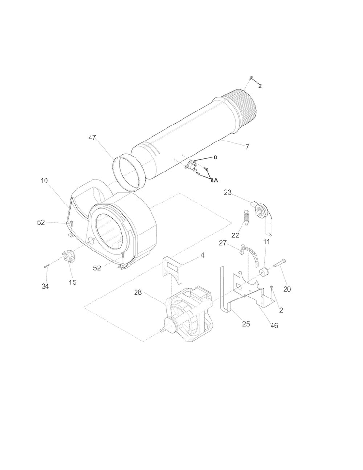 Motor/fan Diagram and Parts List for 41791122310  Kenmore Dryer