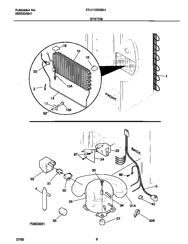 SYSTEM Diagram and Parts List for FFU17G9HW0  Frigidaire Freezer