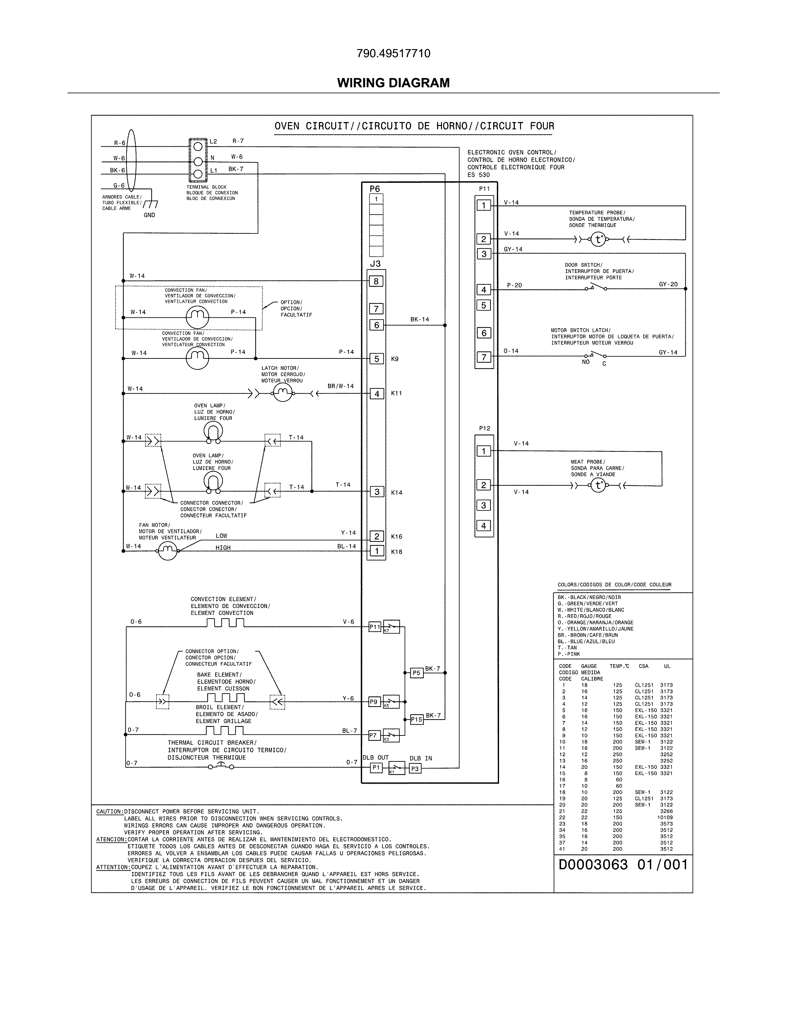 Wiring Diagram Diagram and Parts List for 79049517710  Kenmore Wall Oven