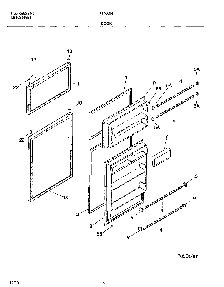 DOOR Diagram and Parts List for FRT16CNHD4  Frigidaire Refrigerator