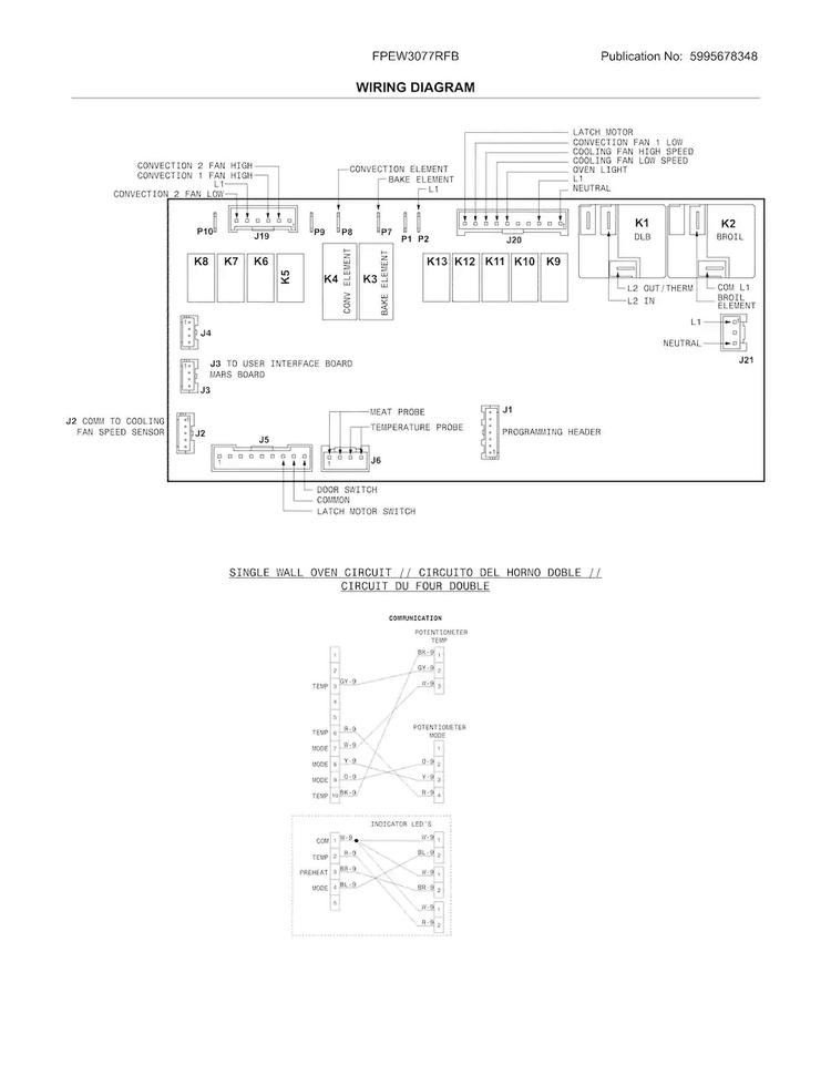 Wiring Diagram Diagram and Parts List for FPEW3077RFB  Frigidaire Wall Oven
