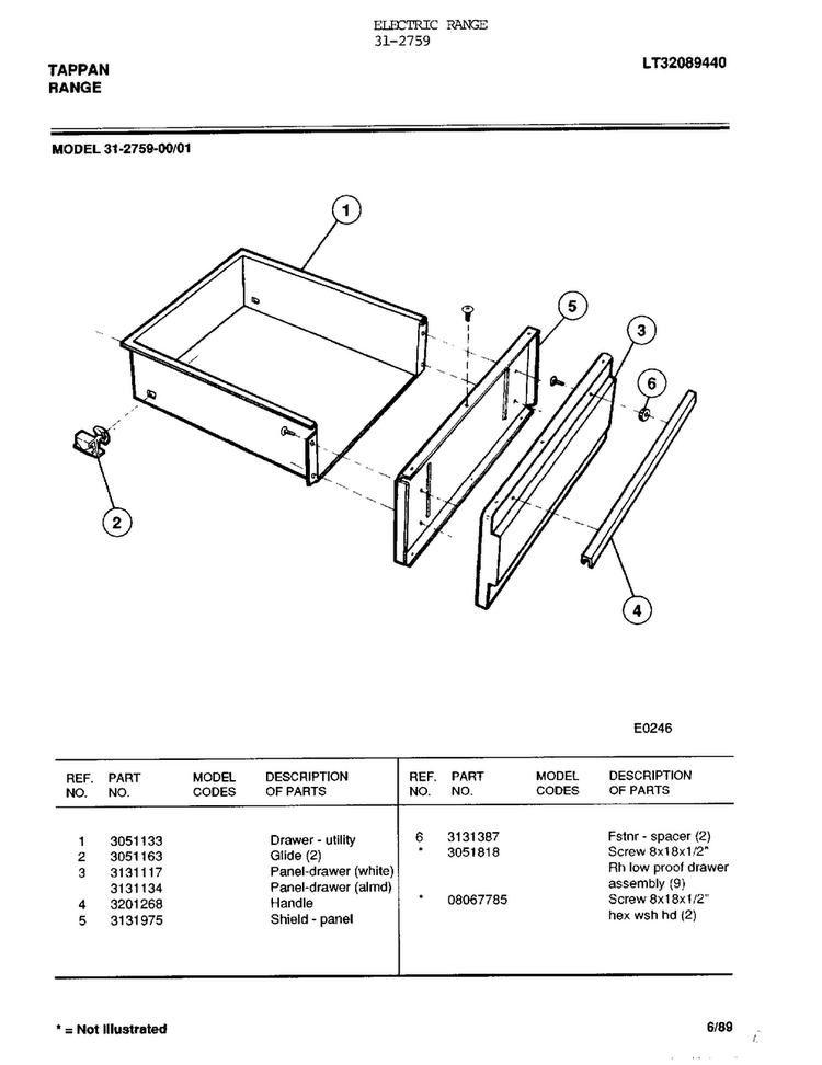 Electric Range Page 4 Diagram and Parts List for 31-2759  Tappan Range