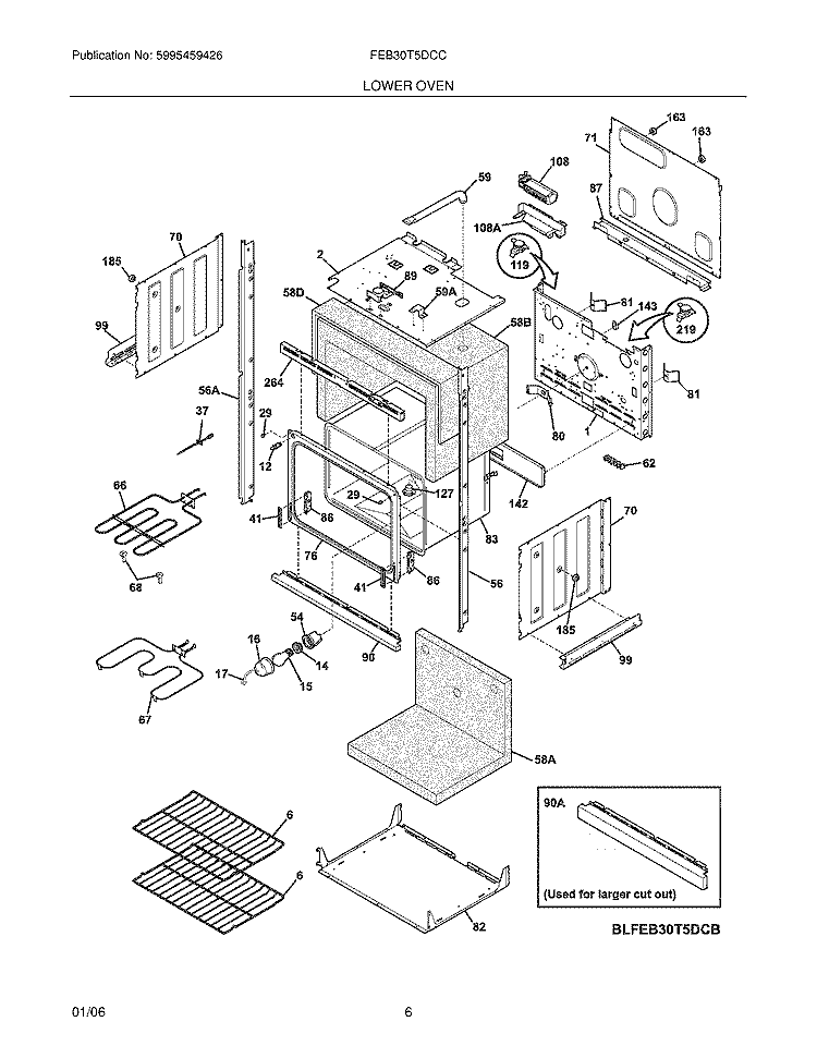 LOWER OVEN Diagram and Parts List for FEB30T5DCC  Frigidaire Wall Oven