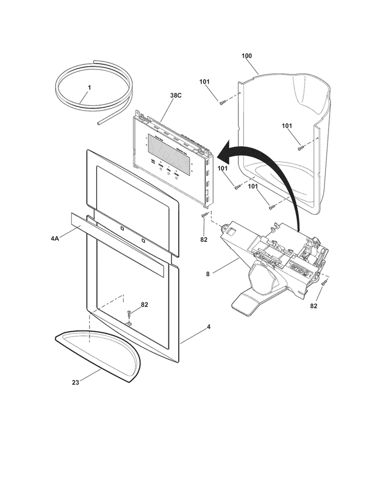 Ice & Water Dispenser Diagram and Parts List for DGUS2645LF3  Frigidaire Refrigerator