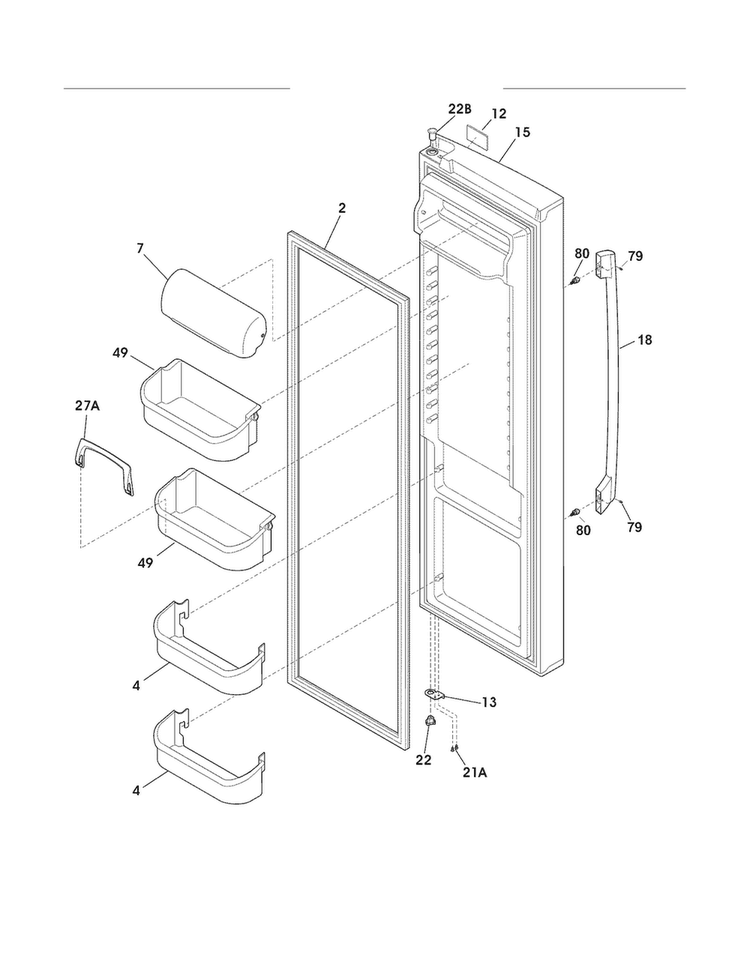 Refrigerator Door Diagram and Parts List for FPUS2686LF2  Frigidaire Refrigerator