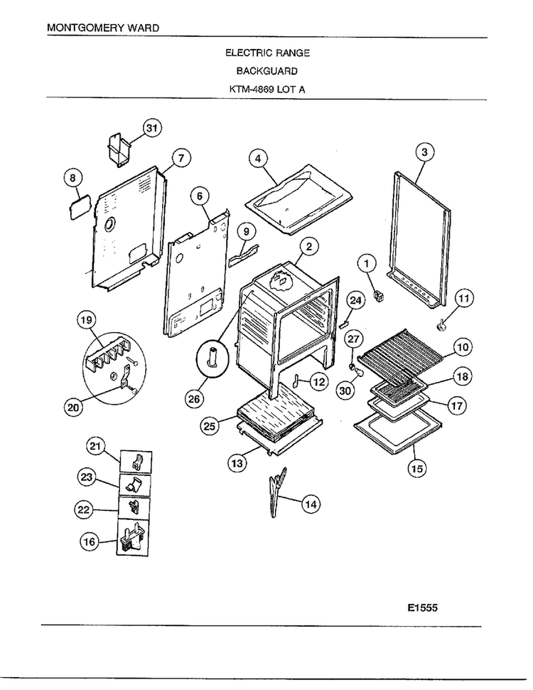 Backguard Page 5 Diagram and Parts List for 4869A  Frigidaire Range