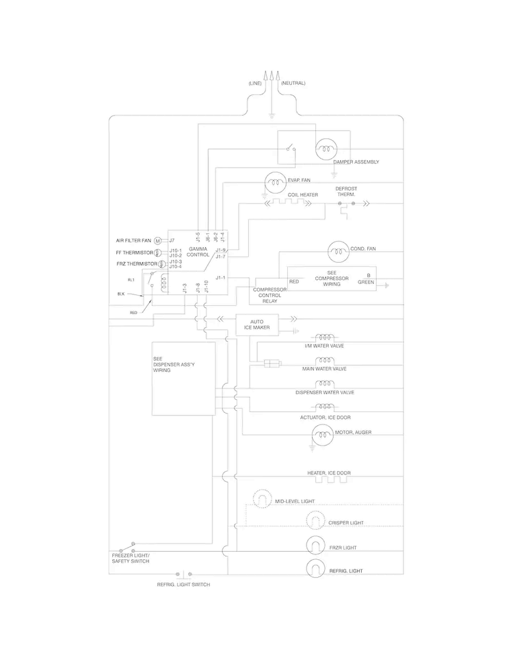 Wiring Schematic Diagram and Parts List for FFHS2622MBNA  Frigidaire Refrigerator