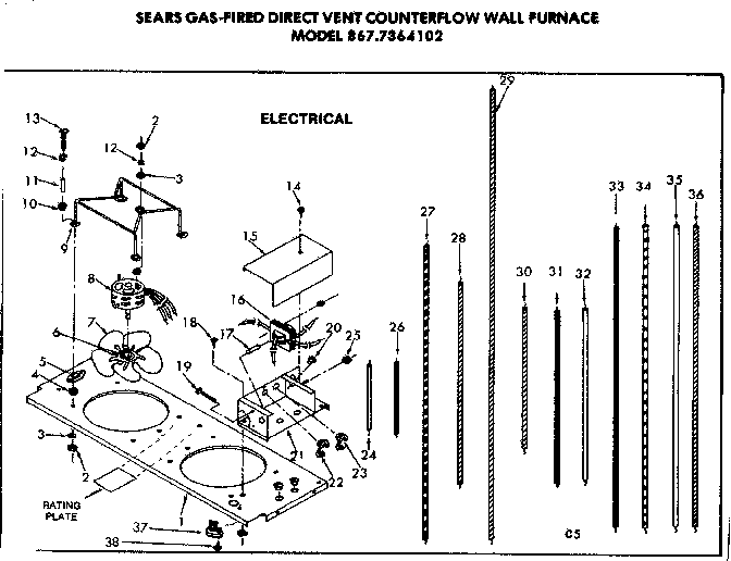 Electrical Diagram and Parts List for 8677364102  Frigidaire Furnace