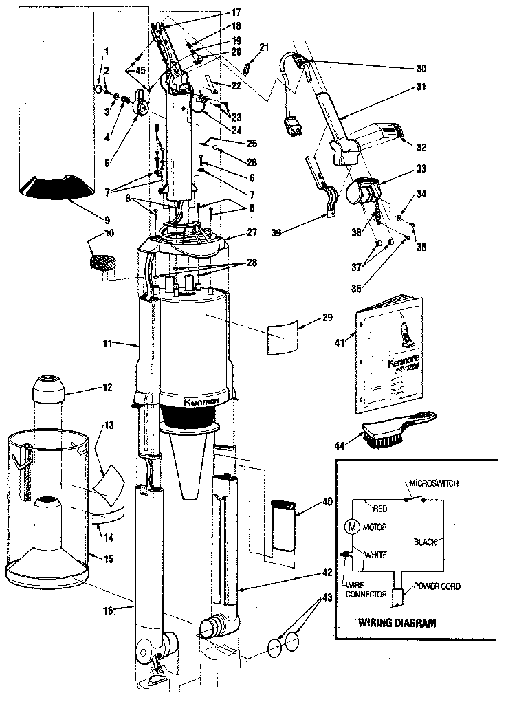Figure A Diagram and Parts List for 2048778180  Kenmore Upright Vacuum