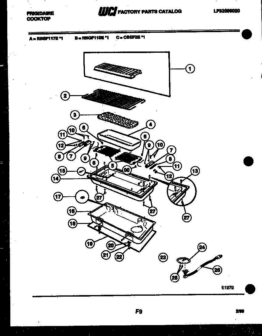 02 - CONTROL BOX PARTS Diagram and Parts List for RBGF119E1BLACK  Frigidaire Range