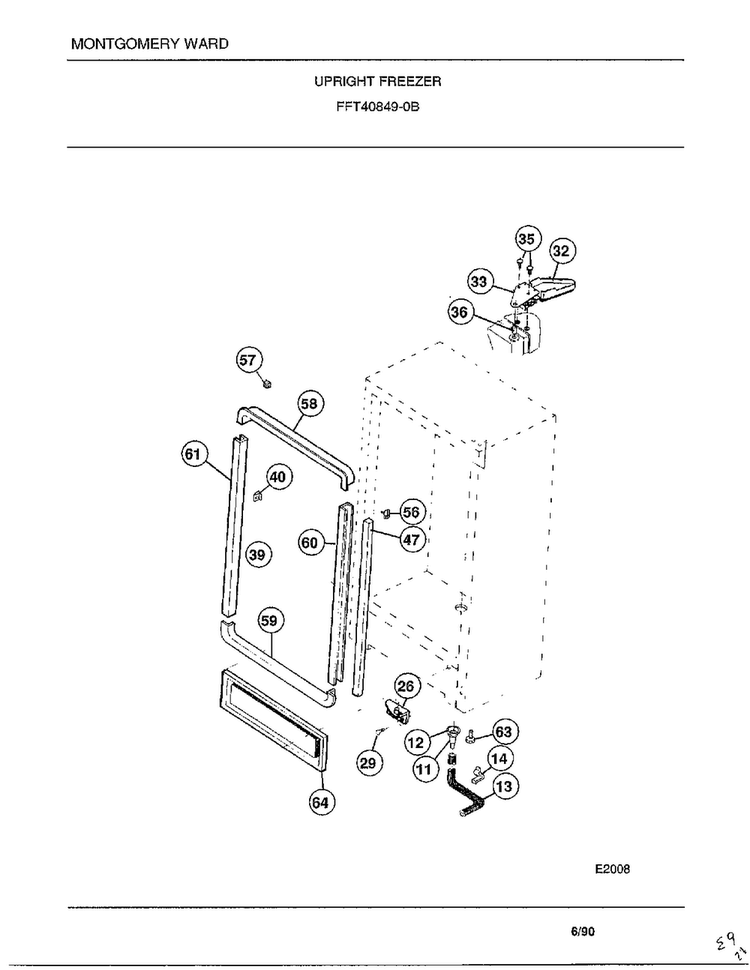 Upright Freezer Page 3 Diagram and Parts List for 40849B  Frigidaire Freezer