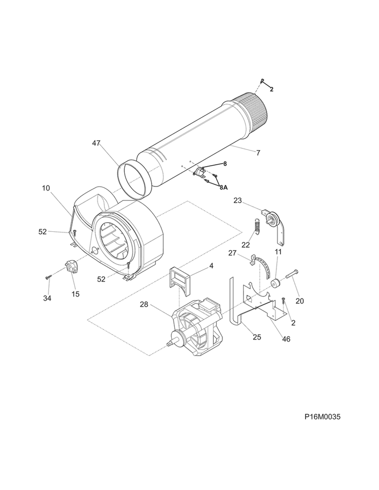 Motor Diagram and Parts List for 41781122311  Kenmore Dryer