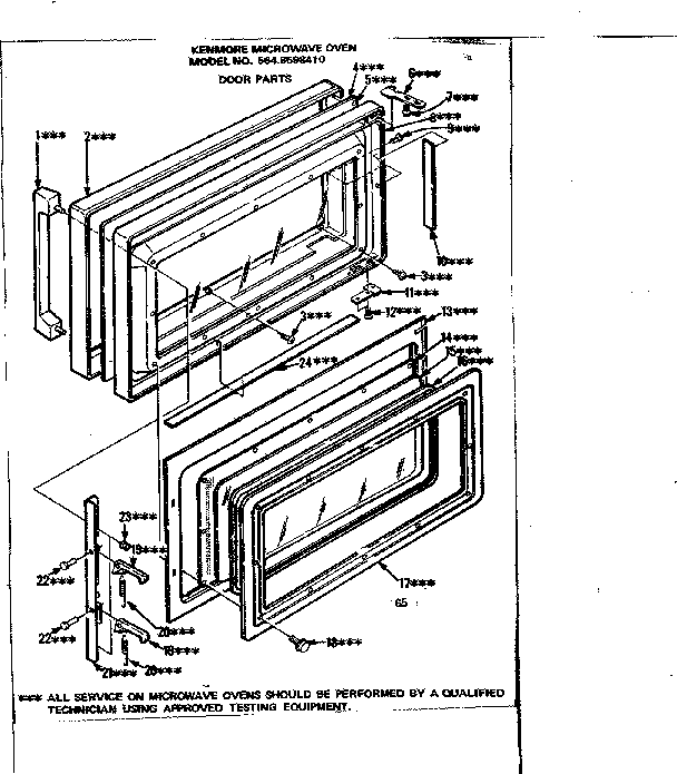 Door Parts Diagram and Parts List for 5648598410  Kenmore Microwave