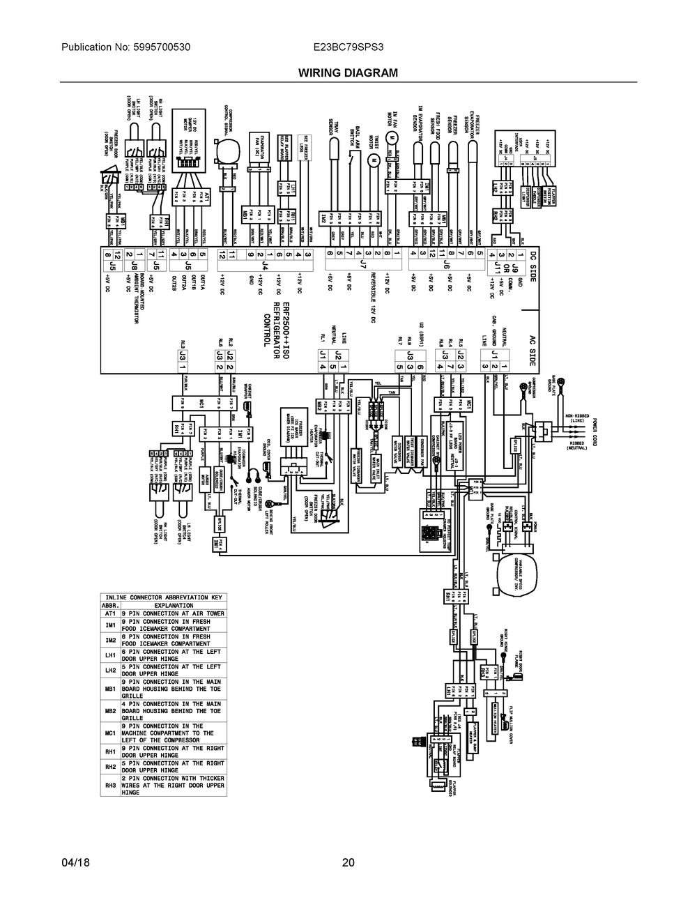 Wiring Diagram Diagram and Parts List for E23BC79SPS3  Frigidaire Refrigerator
