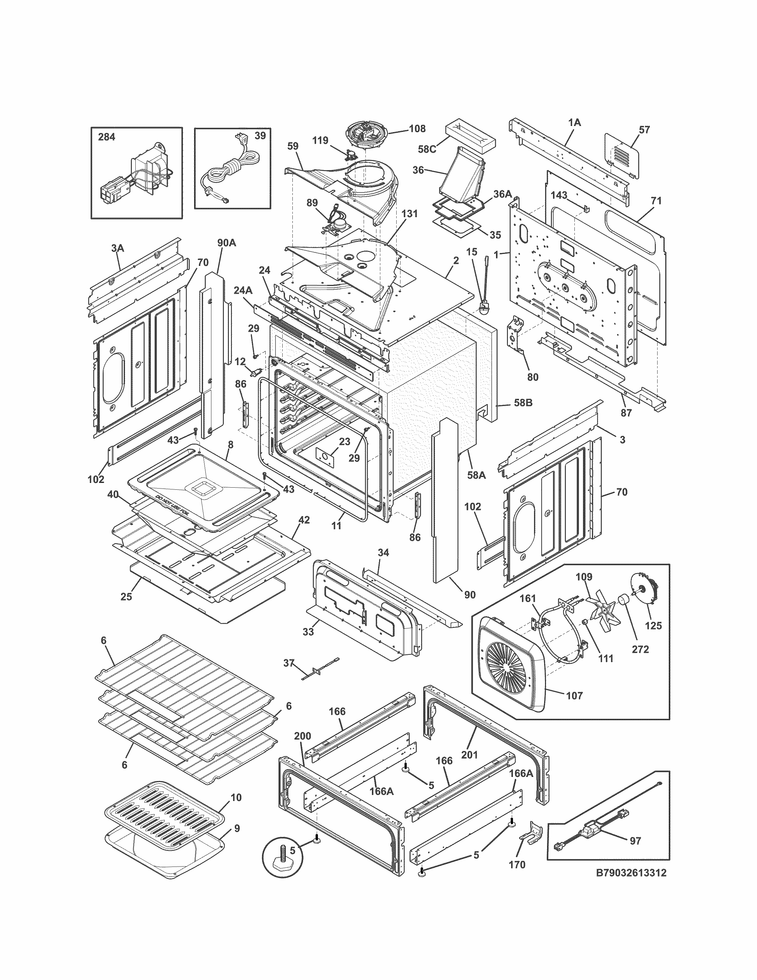 Body Diagram and Parts List for 79032613317  Kenmore Range