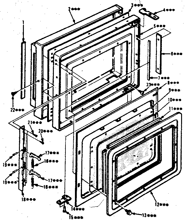Door Parts Diagram and Parts List for 5648998600  Kenmore Microwave