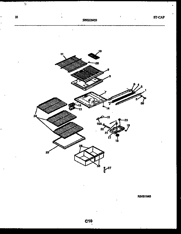 SHELVES AND SUPPORTS Diagram and Parts List for RT193MCD2  Frigidaire Refrigerator