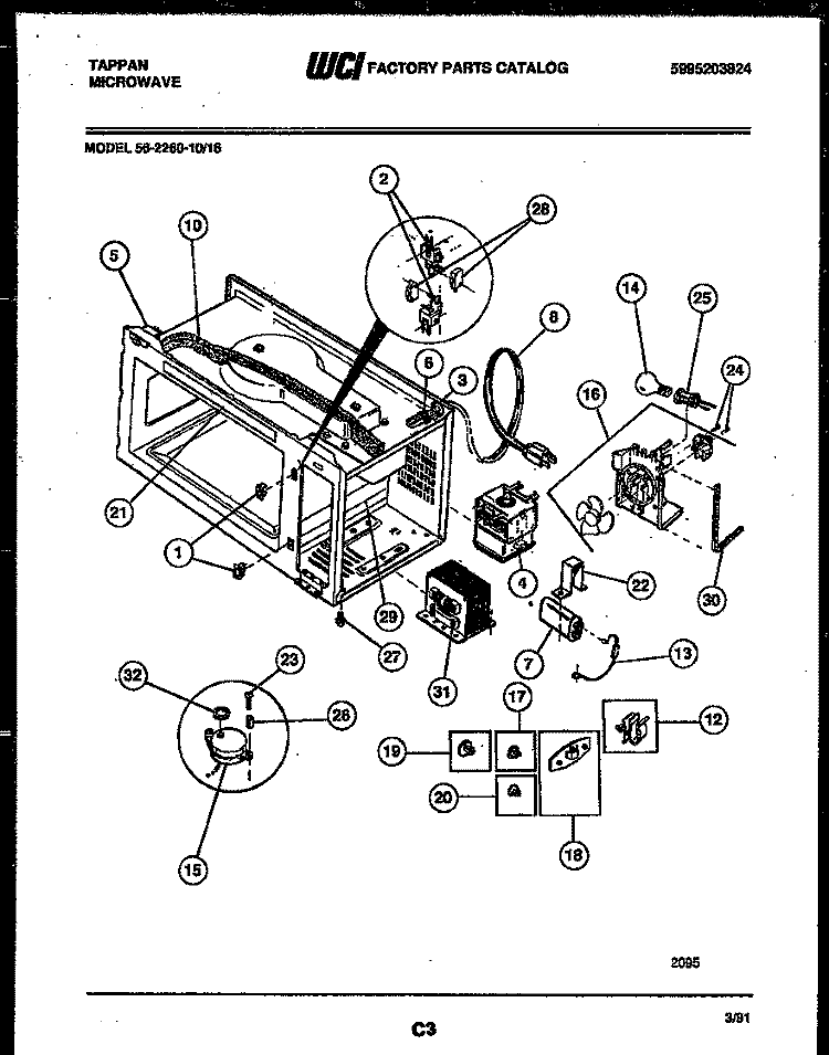 FUNCTIONAL PARTS Diagram and Parts List for 56-2260-10-16  Tappan Microwave