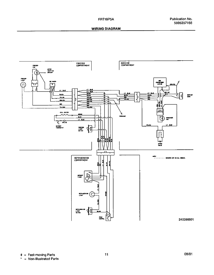 WIRING DIAGRAM Diagram and Parts List for FRT18P5AW2  Frigidaire Refrigerator