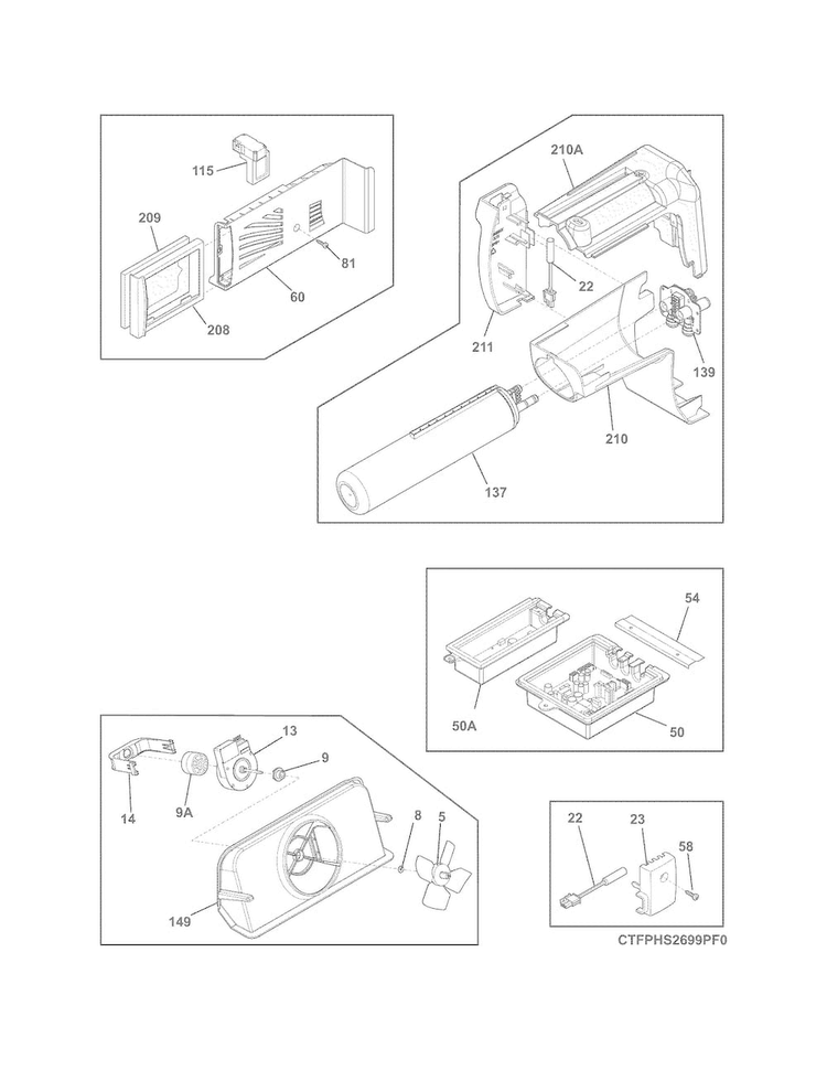 Controls Diagram and Parts List for FGHS2655PF1  Frigidaire Refrigerator