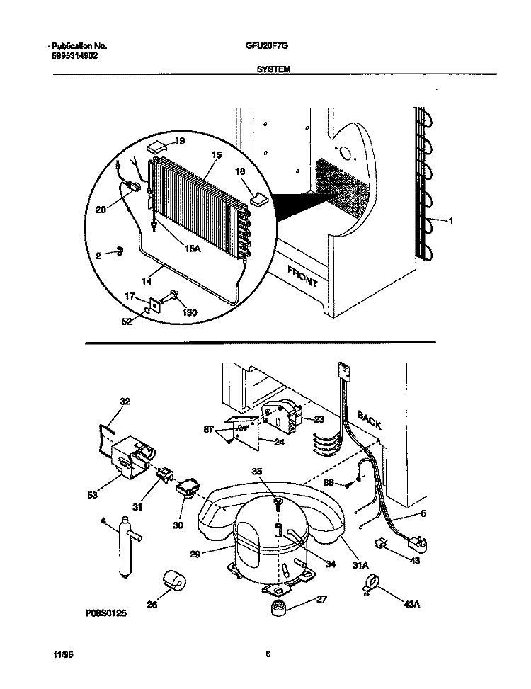 SYSTEM Diagram and Parts List for GFU20F7GW1  Gibson Freezer