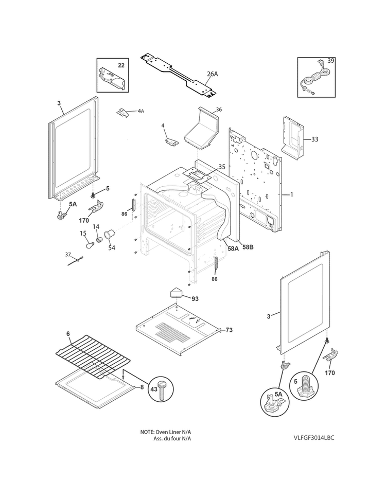 Body Diagram and Parts List for FFGF3049LSH  Frigidaire Range