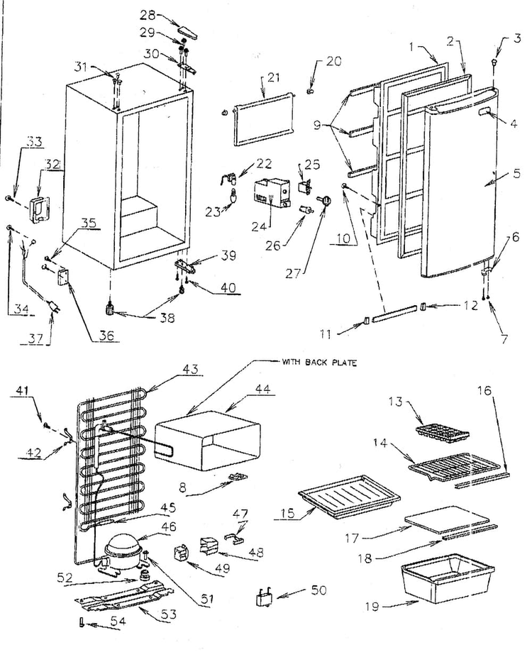 Refrigerator Diagram and Parts List for 56461912400  Kenmore Refrigerator