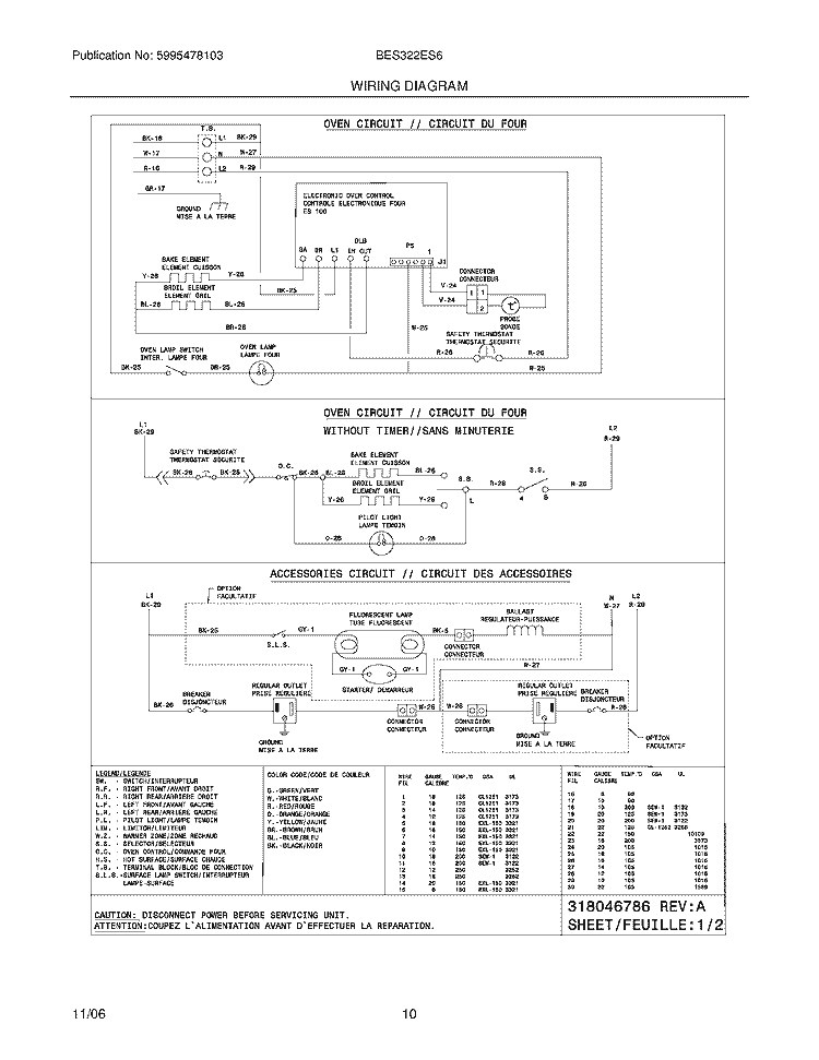 WIRING DIAGRAM Diagram and Parts List for BES322ES6  Crosley Range