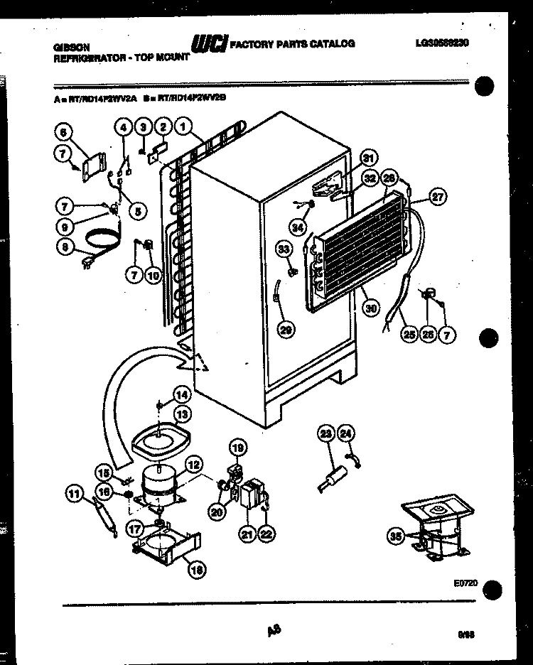 SYSTEM AND AUTOMATIC DEFROST PARTS Diagram and Parts List for RD14F2WV2B  Gibson Refrigerator