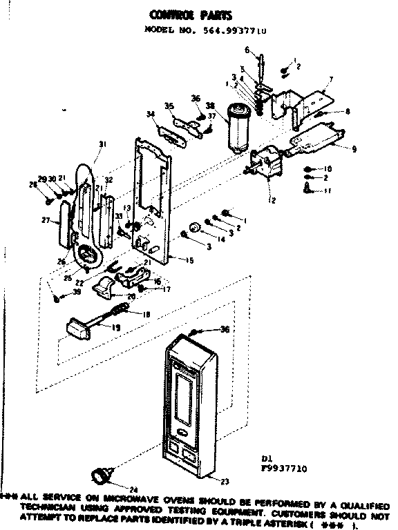 Control Parts Diagram and Parts List for 5649937710  Kenmore Microwave