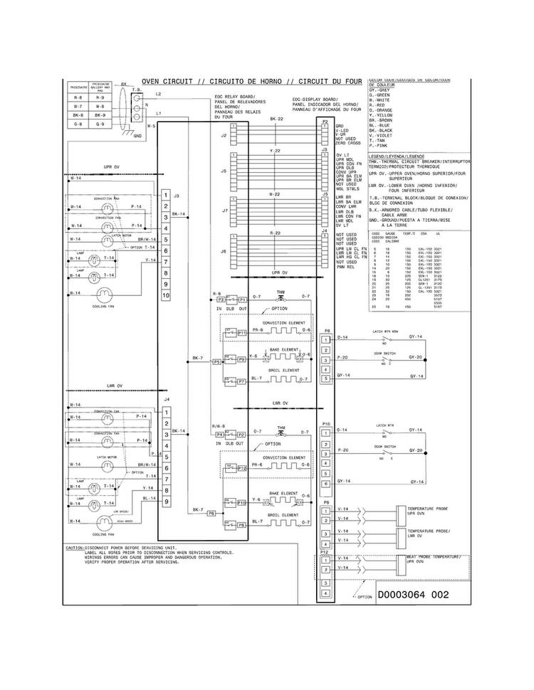 Wiring Diagram Diagram and Parts List for FGET2765PBC  Frigidaire Wall Oven