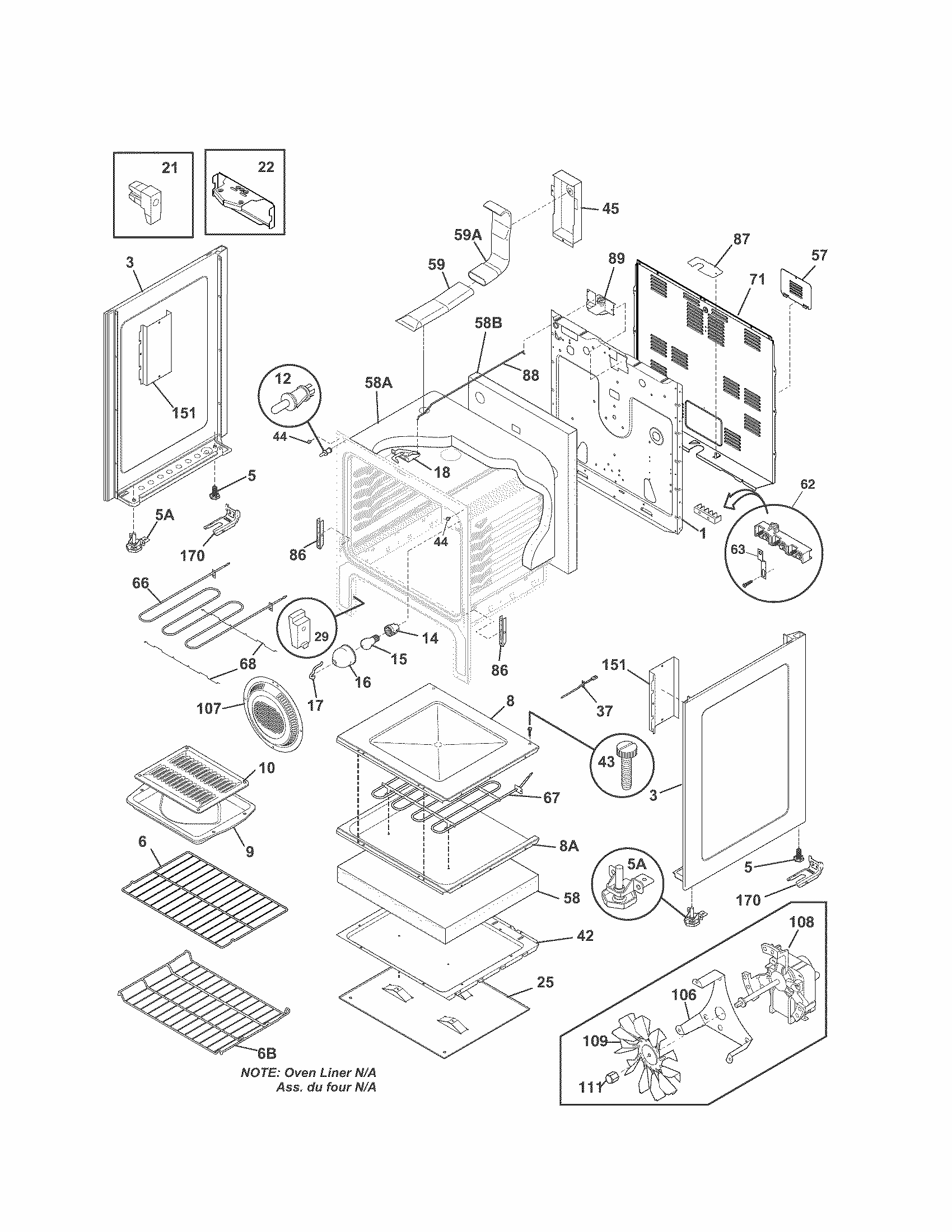 Body Diagram and Parts List for 79092512210  Kenmore Range