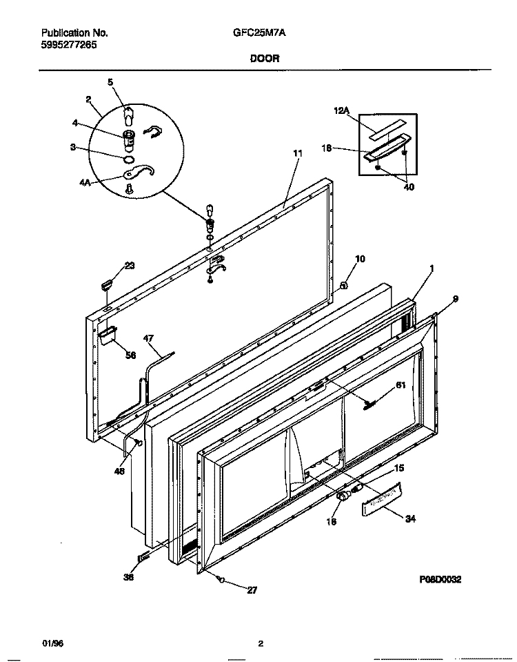 DOOR Diagram and Parts List for GFC25M7AW4  Gibson Freezer