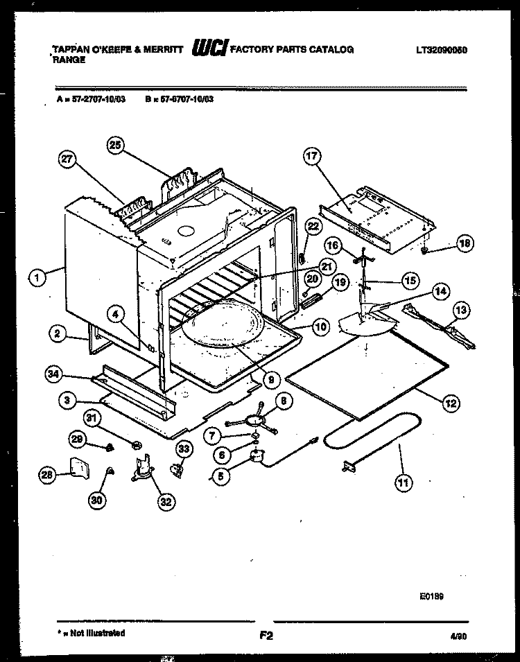 WRAPPER AND BODY PARTS Diagram and Parts List for 57-2707-00-03  Tappan Microwave
