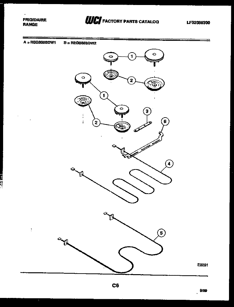 BROILER PARTS Diagram and Parts List for REGS38BDL2  Frigidaire Range