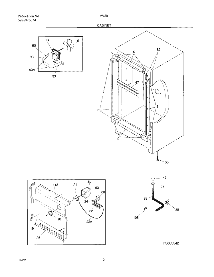 CABINET Diagram and Parts List for VV2015  Frigidaire Freezer